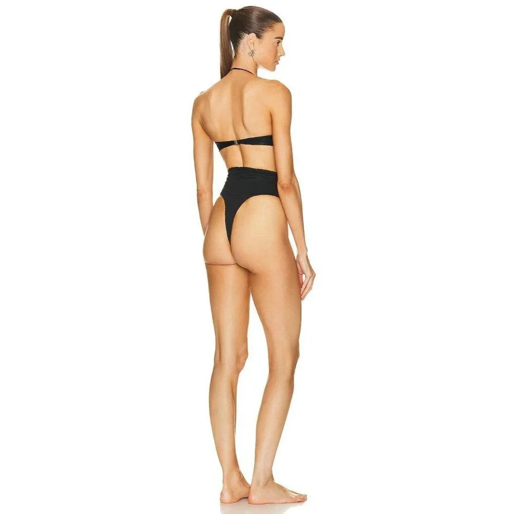 Mugler Corset Bikini Top In Black 38 New Womens Swim Suit Travel Bag — image 2 of 8